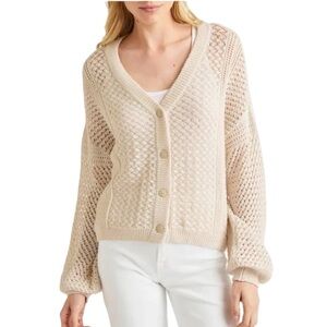 Splendid Brenda Open Stitch Cotton Cardigan Moonstone